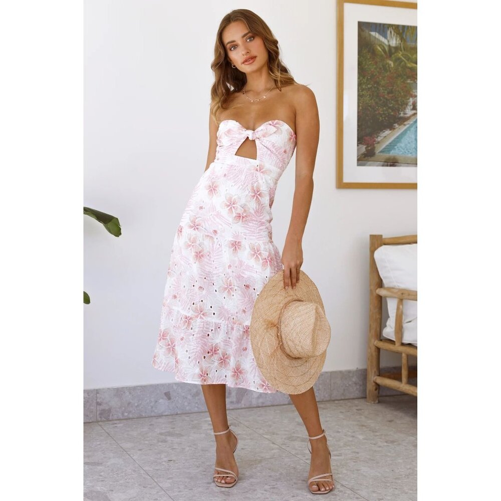 Hello Molly Pink and White Cut Out Bustier Sundress